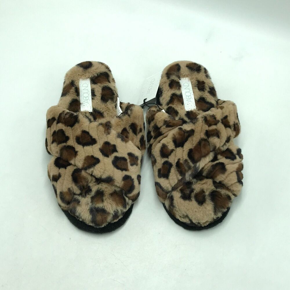 Abound Women's Small 5-6 Slippers Cheetah Animal Print Open Toe NWT
